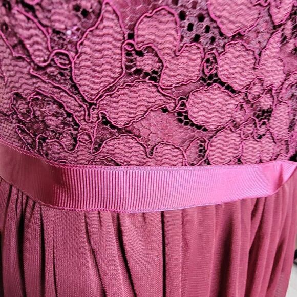Davids Bridal Lace Top Formal Dress Gown Wine Burgundy 14 - Picture 12 of 15